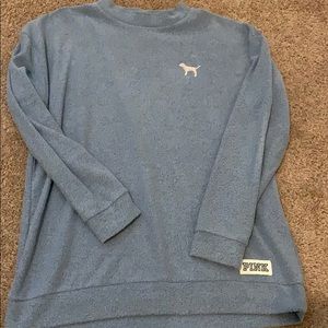 Victoria secret PINK blue mock neck terry sweater